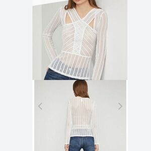 BCBGMAXAZRIA White Sweater Blouse Size M